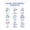 Saving heat energy concept icons set