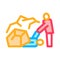 Saving human from rubble icon vector outline illustration