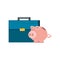 Saving piggy with portfolio isolated icon