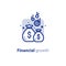 Savings account, bank deposit, income growth, fund raising, finance planning, thrift concept, line icon