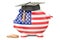 Savings for education in United States concept, 3D rendering