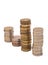Savings, increasing columns of coins