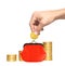 Savings, increasing columns of gold coins,