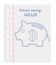 Savings piggy bank with bitcoin symbol icon, realistic sheet of lined paper from a notebook, paper ripped from a block with holes