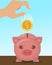 Savings in Piggy Bank Flat Vector Illustration