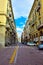 Savona Clock Tower, Street with Yellow Buildings, Travel Italy, Italian Vintage Architecture