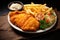 Savor the combo Fish and chips with a side of mini salad