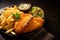 Savor the combo Fish and chips with a side of mini salad