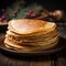 Savor the detail close up of delicate thin pancakes on wood