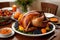 Savor a festive holiday turkey meal with gravy, cranberries, and seasonal veggies, perfect for Thanksgiving and Christmas