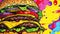 Savor the Flavor Vibrant Pop Art Burger Bonanza