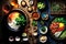 Savor the Flavors: A Top-Down View of Vibrant Chinese Cuisine Being Prepared