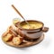 Savor the Swiss Fondue Experience with Bread and Cheese in a Bowl .