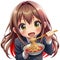 Savoring Delight: An Enchanting Anime Girl Relishing Spaghetti with Blissful Ecstasy
