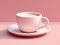 Savoring the Simplicity: A Delicate White Cup of Coffee on a Chic Pink Backdrop