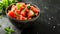 Savoring Summer Delights: Vibrant Watermelon Salad Temptation on a Sleek Black Canvas [ ]