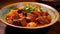 A savory beef stew cooked with fresh vegetables and spices generated by AI