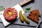 Savory beef tartare and brown bread toasts