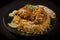 Savory Chicken Biriyani on a Plate. Generative AI