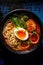 Savory Close-Up Shot of a Bowl of Ramen Soup with Half a Boiled Egg