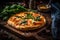 Savory Delight: Grilled Pizza with Smoked Salmon and Baby Spinach Leaves (AI Generated)