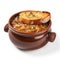 Savory French Onion Soup in a Bowl on White Background .