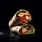 Savory Grilled Chicken Wrap on black Background. AI
