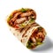 Savory Grilled Chicken Wrap on white Background. AI