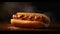 Savory Hotdog With Cheese And Sausage In Dramatic Lighting