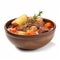 Savory Irish Beef Stew in a Bowl on White Background .