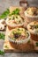 Savory muffins with mushroom,  vegetables and herbs