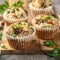 Savory muffins with mushroom,  vegetables and herbs