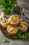 Savory muffins with mushroom,  vegetables and herbs