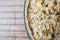 Savory onion tart with nuts and pumpkin and sunflower seeds