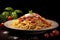 Savory Pasta italian basil food. Generate Ai