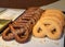 Savory pretzel or bretzel at a bakery, Kaysersberg, France, Alsatian Wine Route