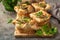 Savory puff muffins with ham, mushroom and   vegetables