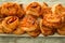 Savory puff pastries spiral shaped