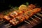 Savory Roasted salmon skewers. Generate Ai