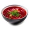 Savory Russian Borscht Soup in a Bowl on White Background .