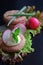 Savory spicy cookies made from buckwheat flour with the radish.