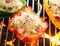 Savory stuffed sweet bell pepper on the grill