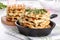 Savory vegetable waffles with cheese and herbs