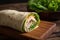 savory wrap filled with turkey, lettuce, and cheese