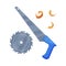 Saw with Tough Blade with Hard Toothed Edge Vector Illustration