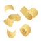 Sawdust icon, yellow carpenter woodworking cut spirals