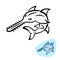Sawfish stylized illustration. Saw shark logo design.