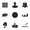 Sawmil and timber set icons in black style. Big collection of sawmill and timber vector symbol stock illustration