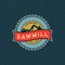 Sawmill logo. retro styled woodwork emblem. vector illustration