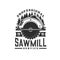 Sawmill service or logging industry retro icon